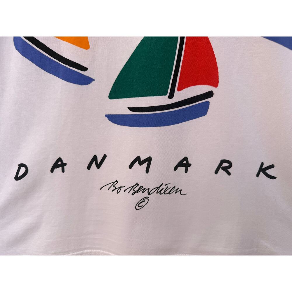 Bo Bendixen Denmark Sailboat Graphic T Shirt Mens Large White Tourist Art Tee - Picture 5 of 5